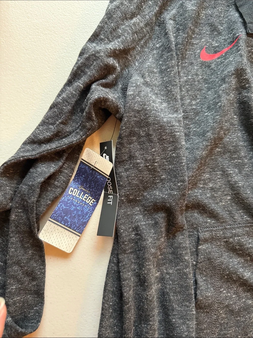 Nike UGA Black Heather Full-Zip Hoodie with Red Swoosh and White Logo